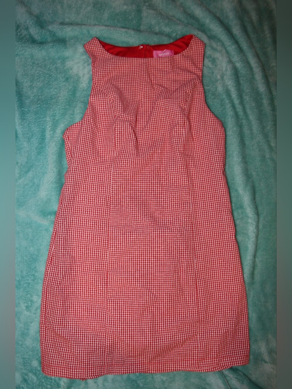 Edikted Red Gingham Sleeveless Sheath Dress